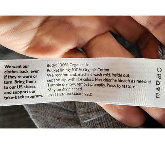 Eileen Fisher Organic Linen Wide Tapered Leg Pull-On Ankle Pants Gray Chambray - Picture 4 of 6